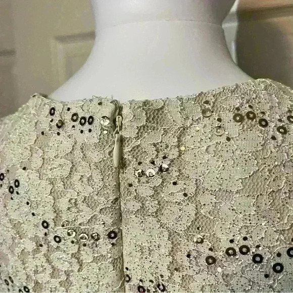 Nightway NW Womens Sleeveless Cocktail Dress Sequins Floral Sheath Mesh Size 10P - Picture 8 of 9